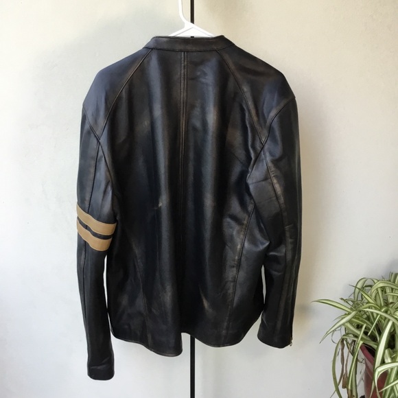Leather Jacket Men's Dark Brown Cafe Racer size Large Brand NEW from jild - Picture 14 of 16